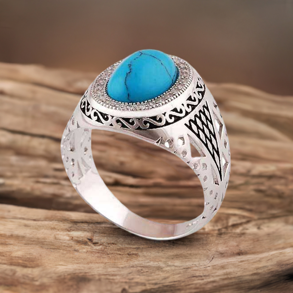 925 Sterling Silver Handmade Rings In Turquoise Gemstone Jewelry 925SR3987