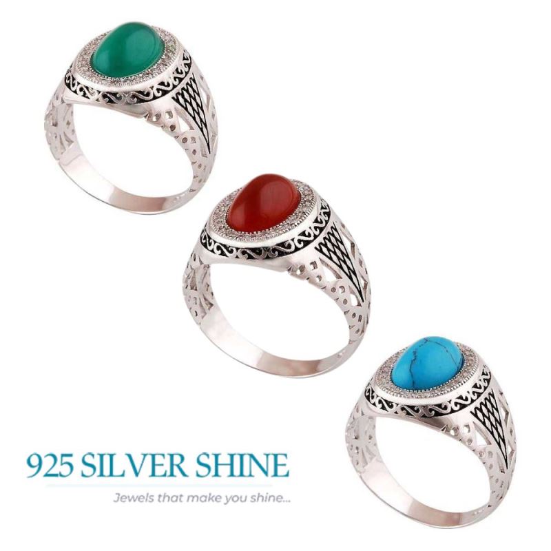 925 Sterling Silver Handmade Rings In Turquoise Gemstone Jewelry 925SR3987_2