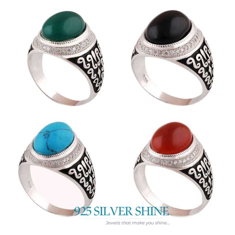 925 Sterling Silver Rings In Black Onyx Gemstone Jewelry 925SR3993_2