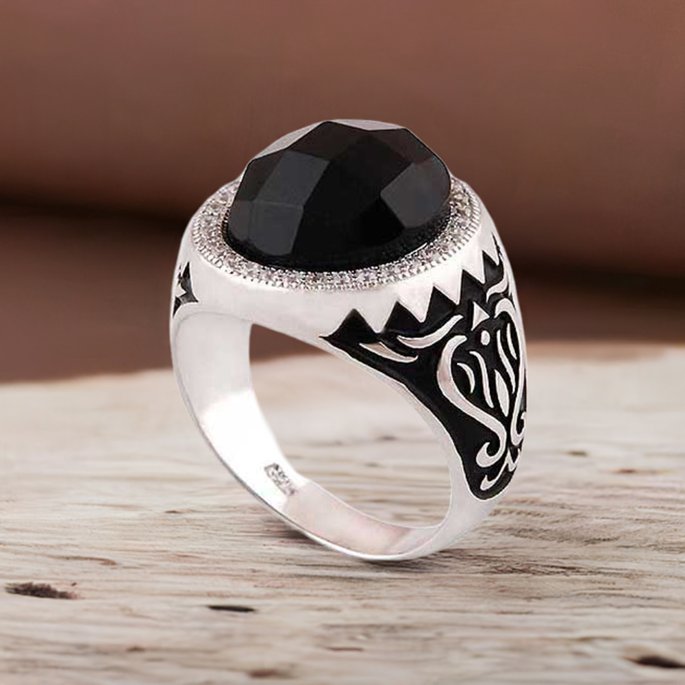 925 Sterling Silver Handmade Rings In Black Onyx Gemstone Jewelry 925SR3997