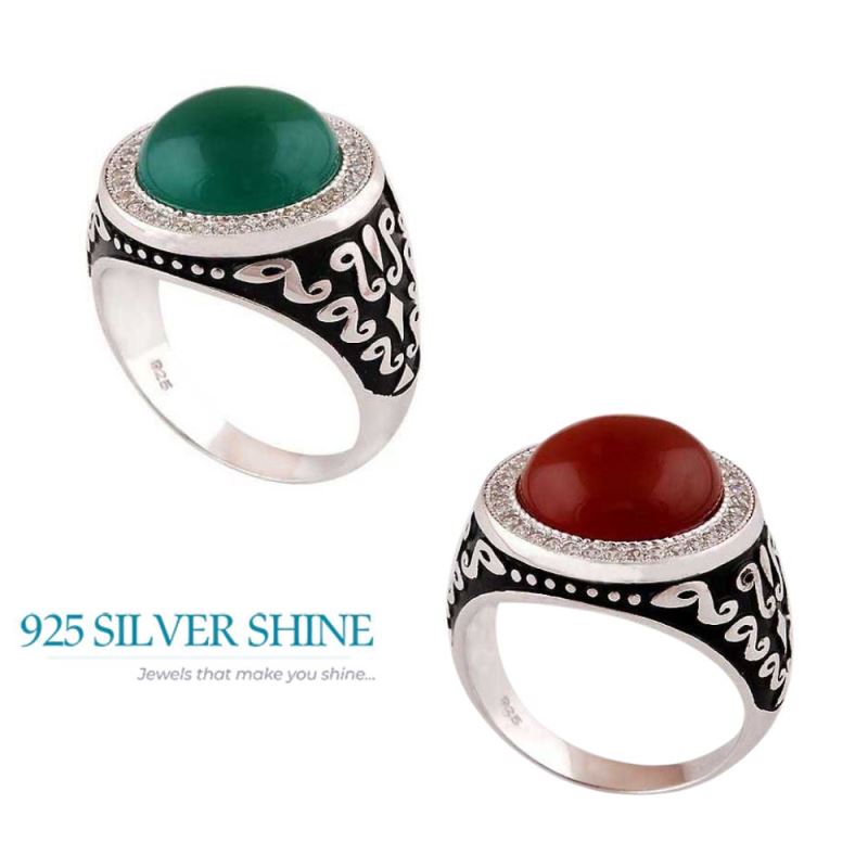 925 Sterling Silver Rings In Green Onyx Gemstone Jewelry 925SR3999_2