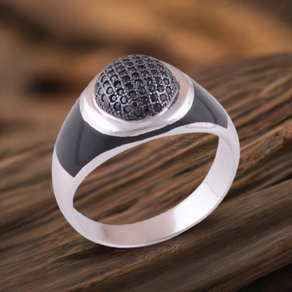 925 Sterling Silver Rings In Black Onyx Gemstone Jewelry 925SR4003