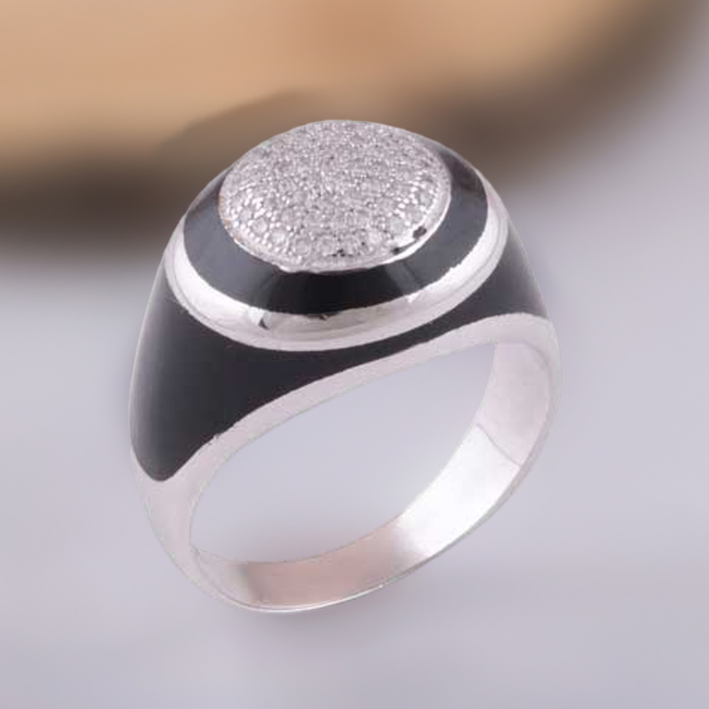 925 Sterling Silver Handmade Rings In CZ, Black Onyx Gemstone Jewelry 925SR4005