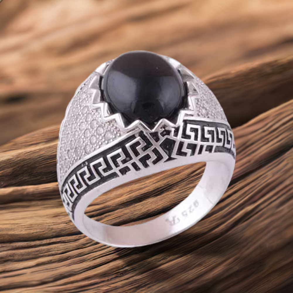 925 Sterling Silver Handmade Rings In Black Onyx Gemstone Jewelry 925SR4006