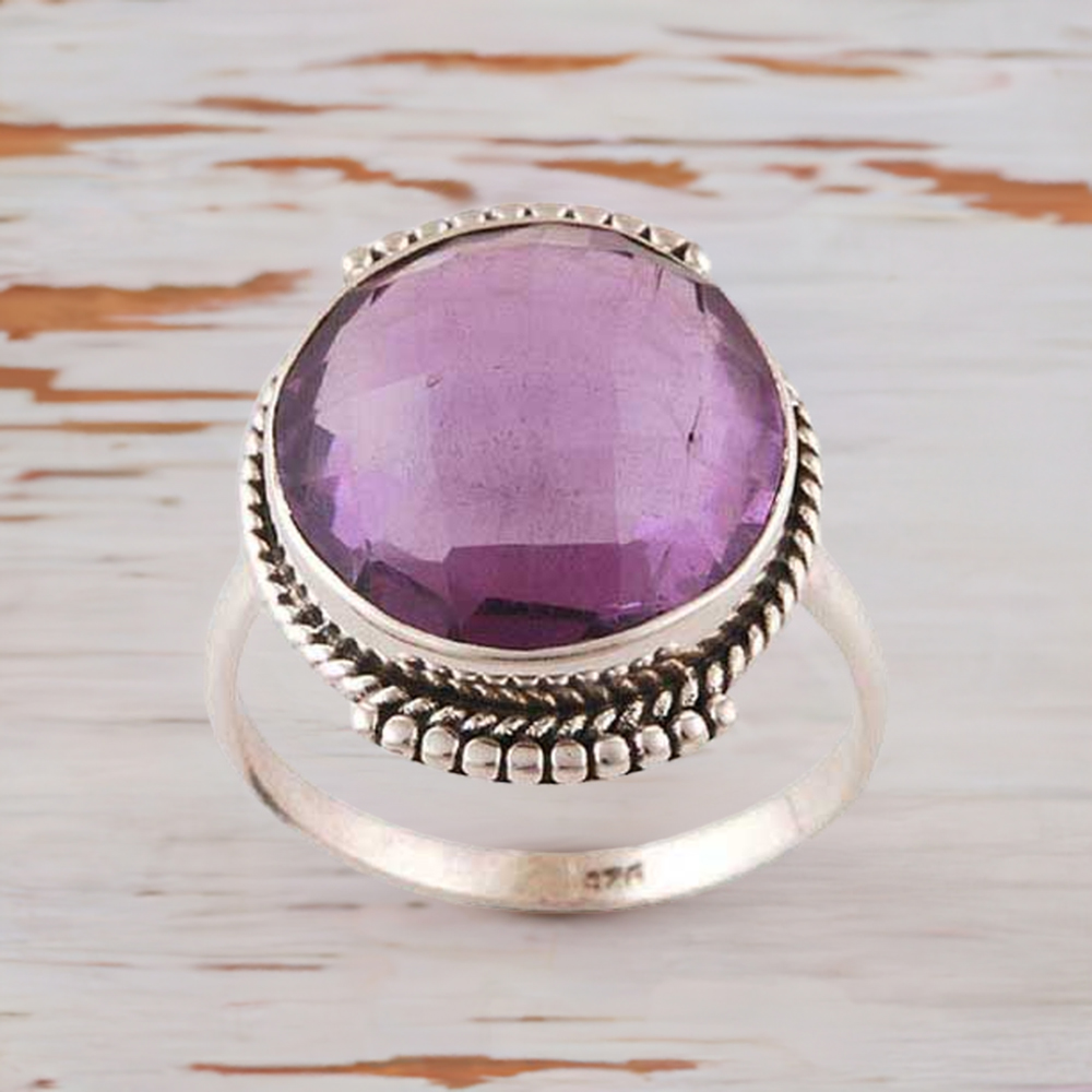 Amethyst February Birthstone Silver Rings 925SR4015