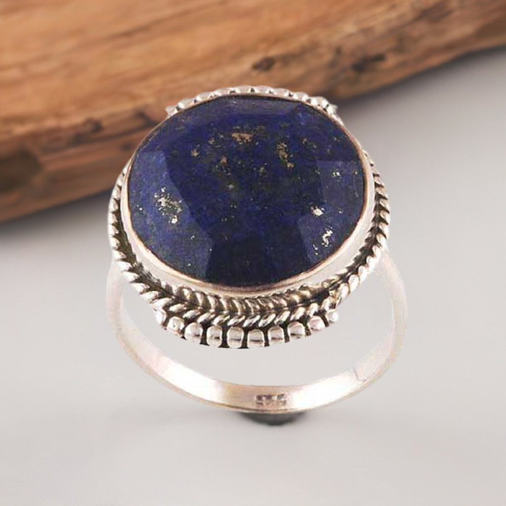 Solid 925 Silver Rings In Natural Lapis Lazuli Gemstone 925SR4017