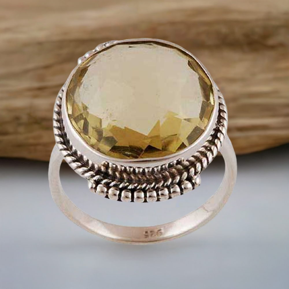 Sterling Silver Citrine Gemstone Wedding Rings 925SR4019