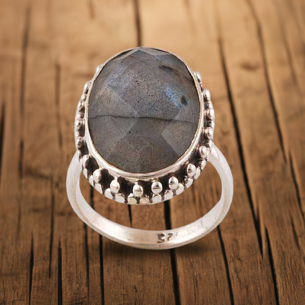 Semi Precious Labradorite Gemstone Rings In 925 Sterling Silver 925SR4024