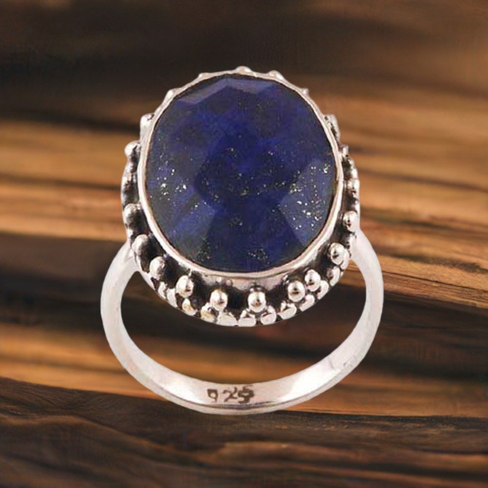 Genuine Lapis Lazuli Gemstone Rings In 925 Sterling Silver 925SR4025