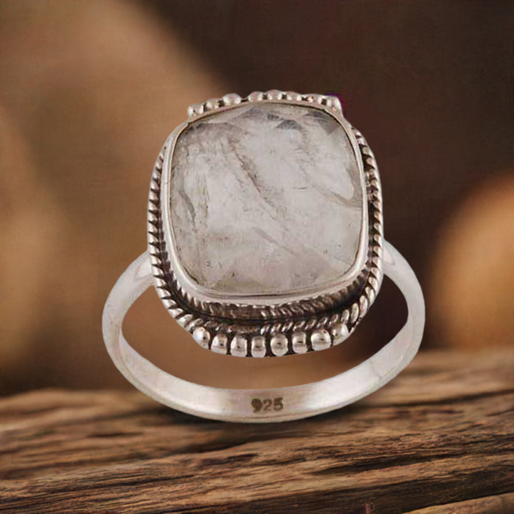 Sterling Silver Green Amethyst Gemstone Women's Rings 925SR4029