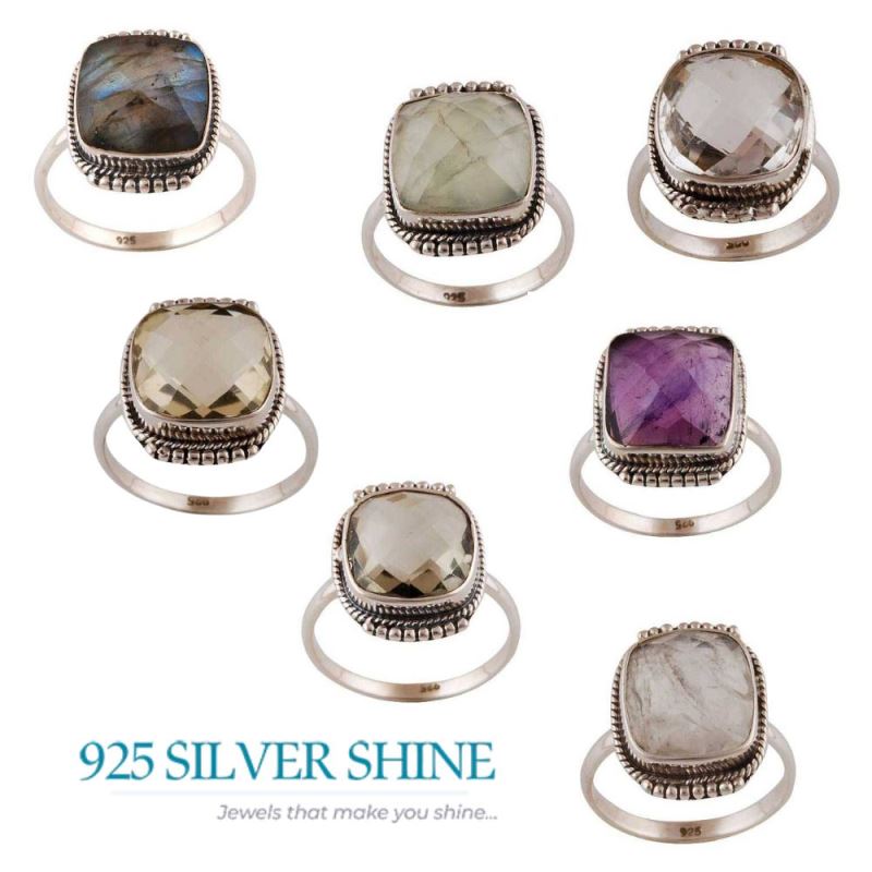 925 Sterling Silver Rings In Genuine Crystal Gemstone 925SR4034_2