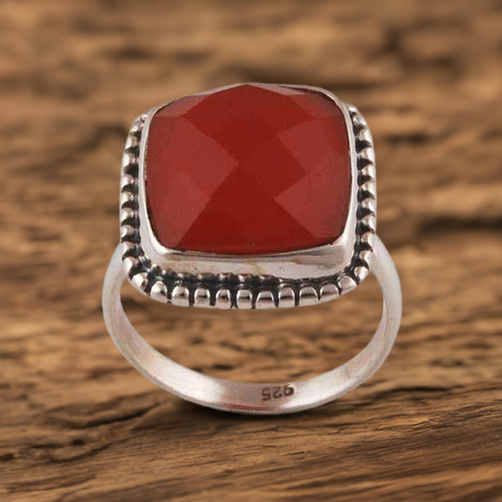 925 Sterling Silver Rings In Semi Precious Carnelian Gemstone 925SR4036