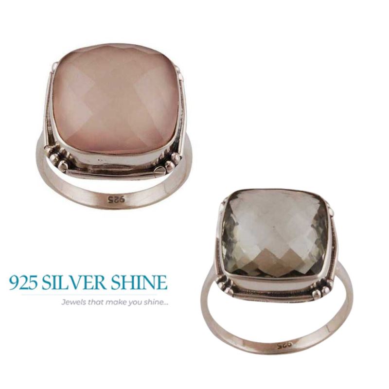 Green Amethyst Gemstone Women's Silver Rings 925SR4038_2