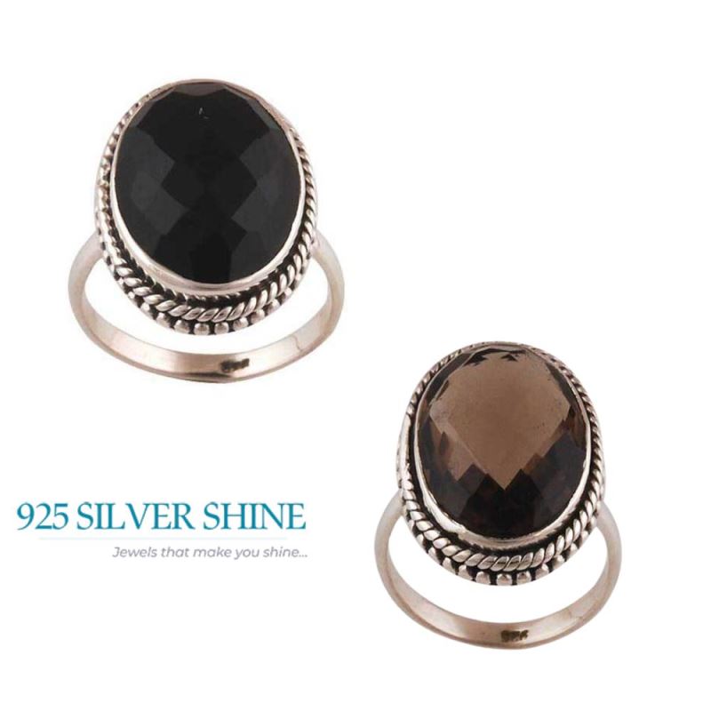 925 Sterling Silver Rings In Semi Precious Smoky Quartz Gemstone 925SR4039_2