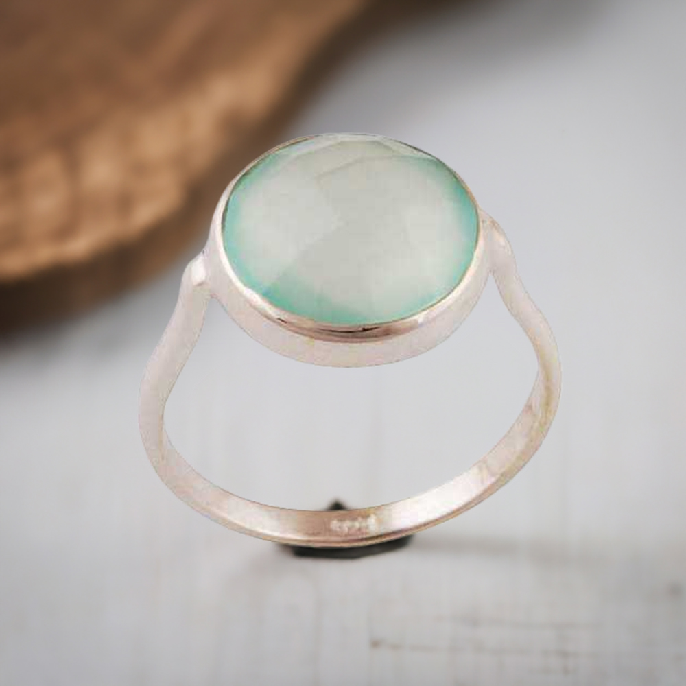 925 Sterling Silver Rings In Semi Precious Chalcedony Gemstone 925SR4045