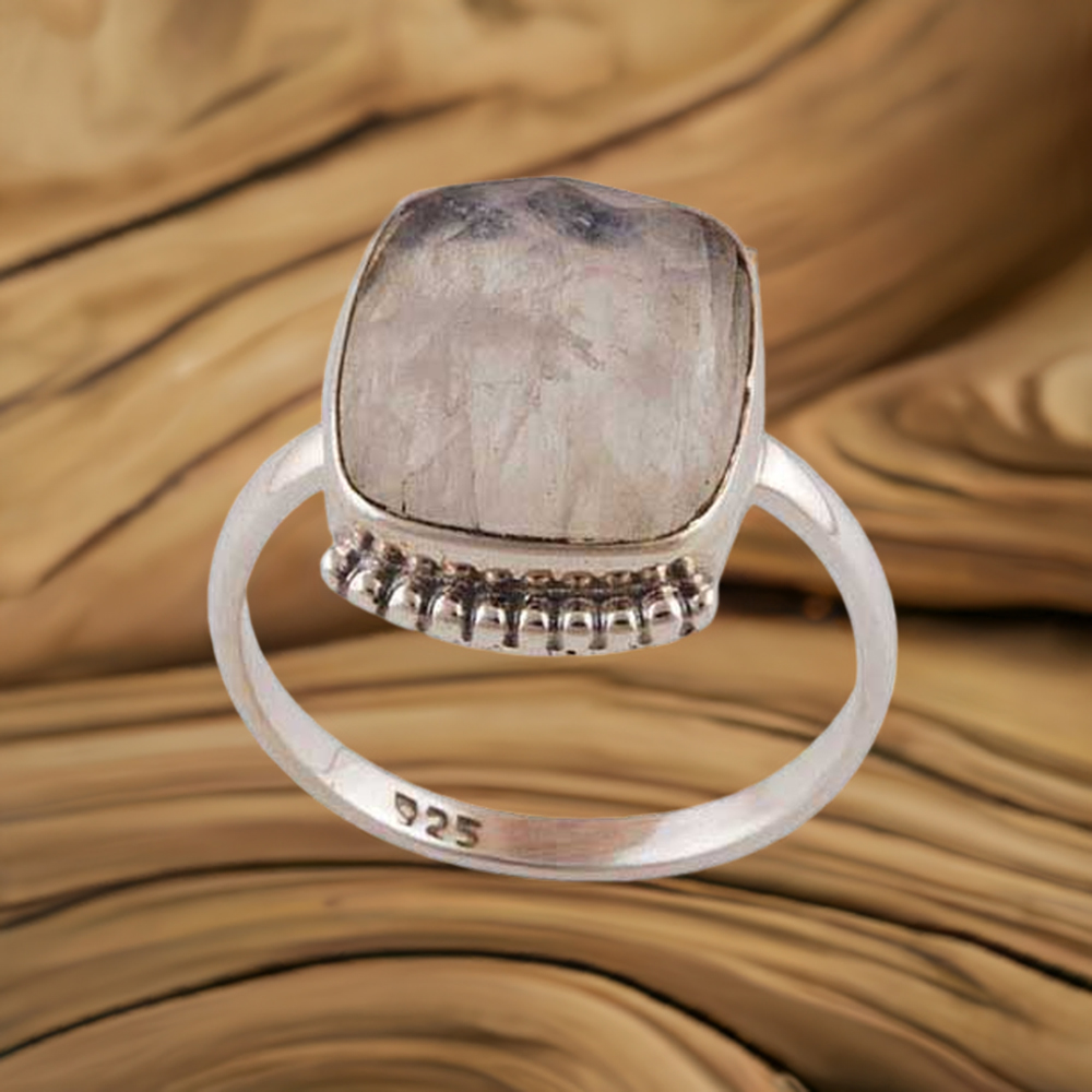 Natural Rainbow Moonstone Rings In 925 Sterling Silver Jewelry 925SR4047