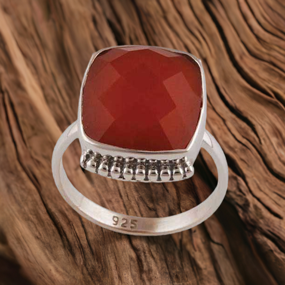 Semi Precious Carnelian Gemstone Rings In 925 Sterling Silver Jewelry 925SR4051