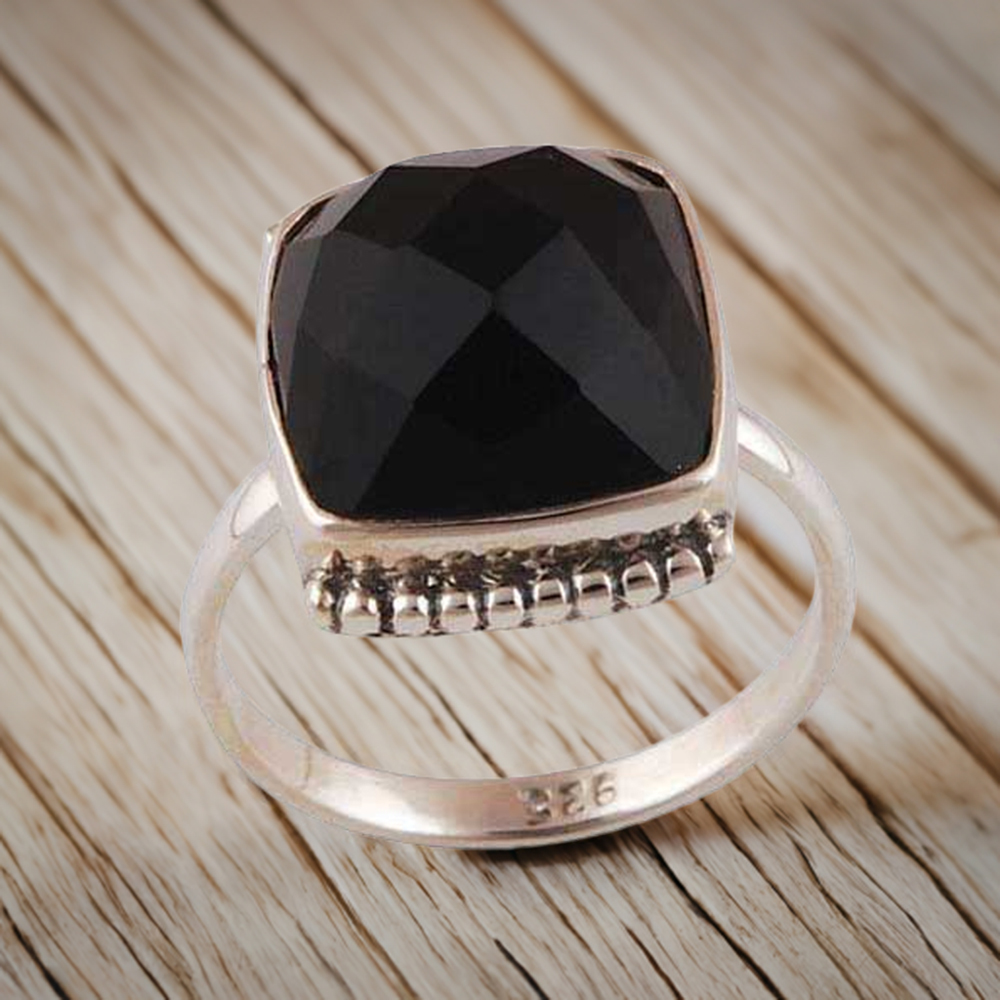 Genuine Black Onyx Gemstone Rings In 925 Sterling Silver Jewelry 925SR4052