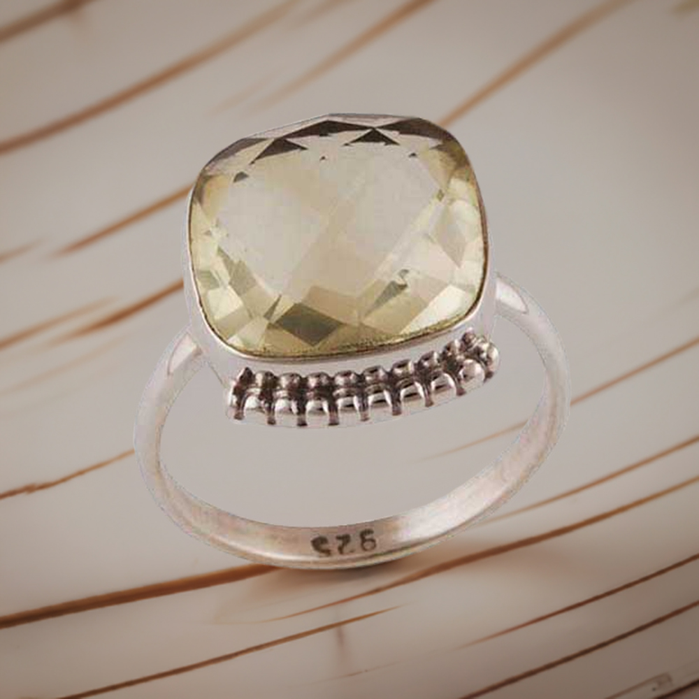 Green Amethyst Gemstone Sterling Silver Rings 925SR4053