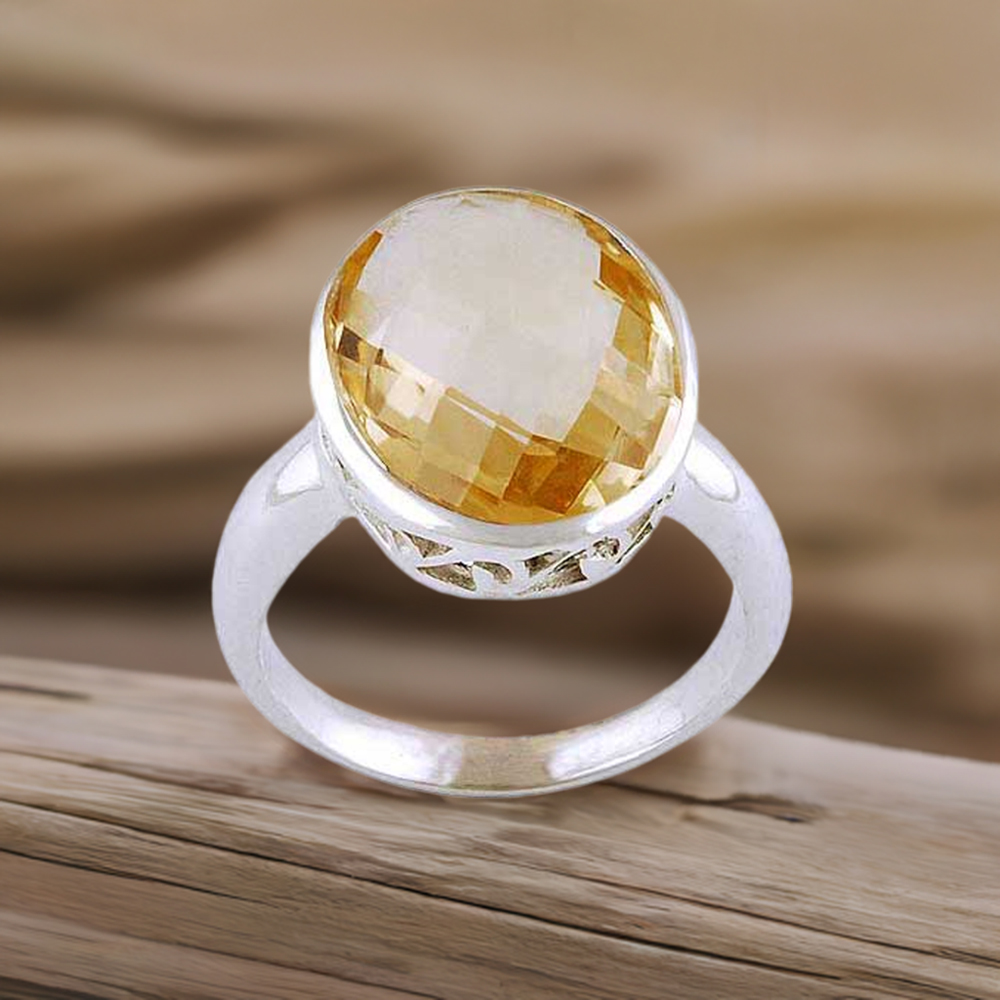 Citrine Gemstone Sterling Silver Handmade Rings 925SR4056