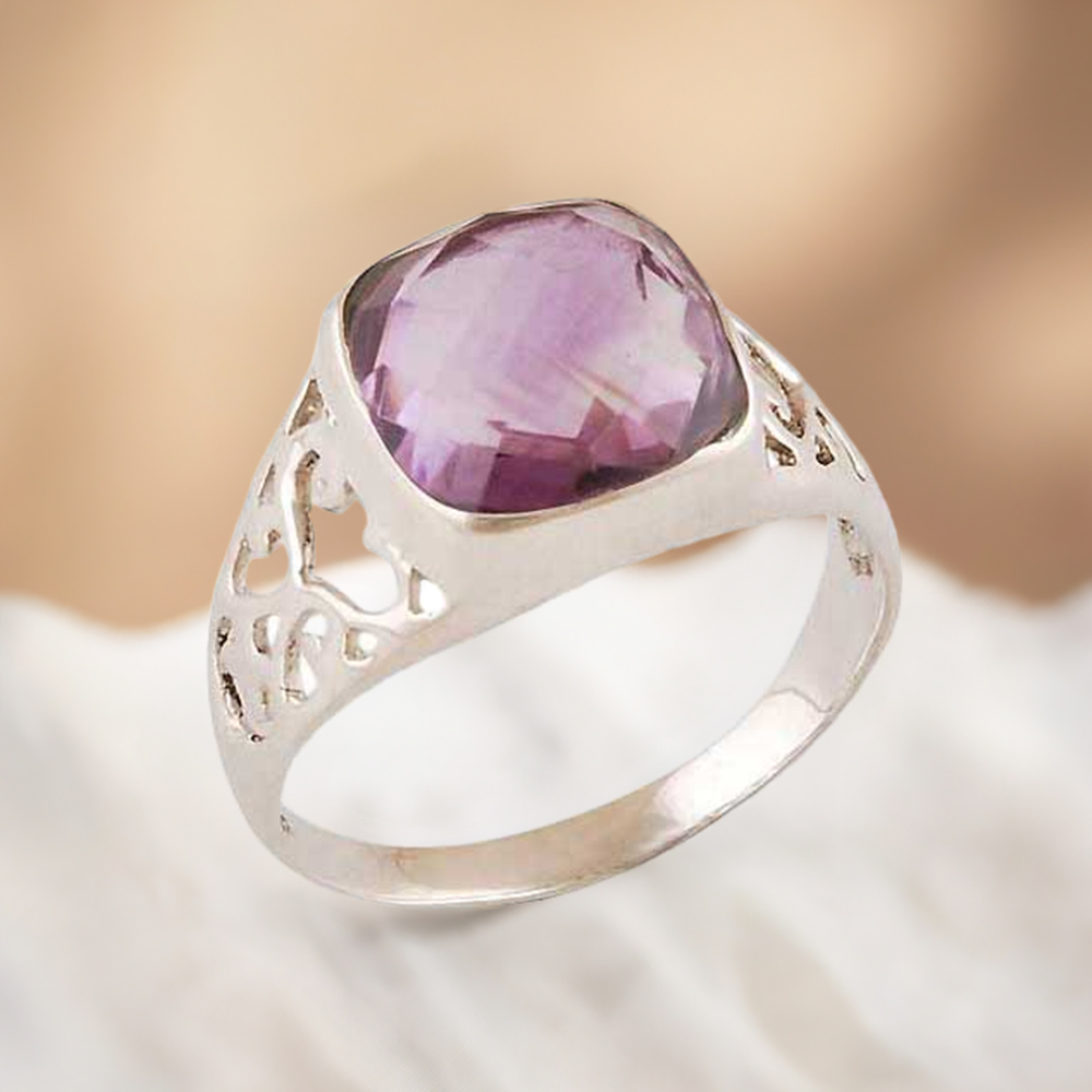 Handmade Sterling Silver Amethyst Rings Jewelry 925SR4061