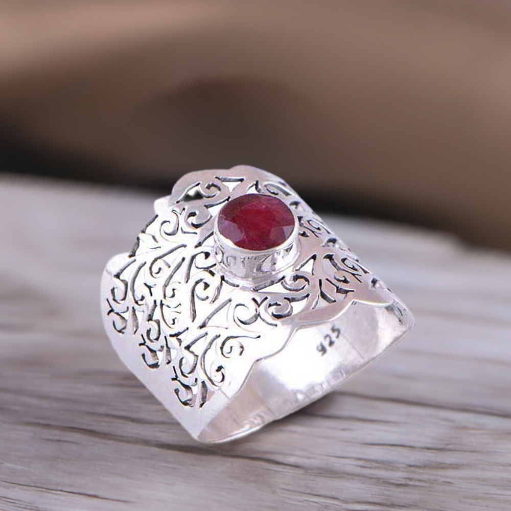 January Garnet Birthstone Silver Rings Jewelry 925SR4082