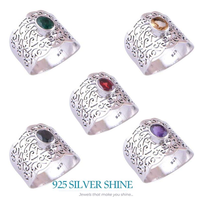 Semi Preciouse Citrine Gemstone Sterling Silver Rings 925SR4086_2