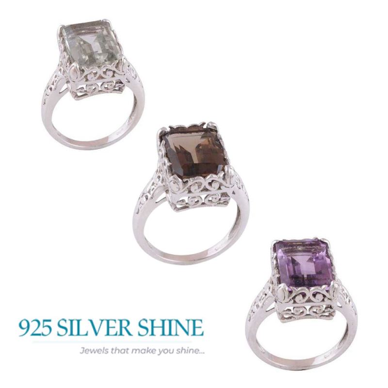 Green Amethyst Sterling Silver Women's Rings 925SR4094_1