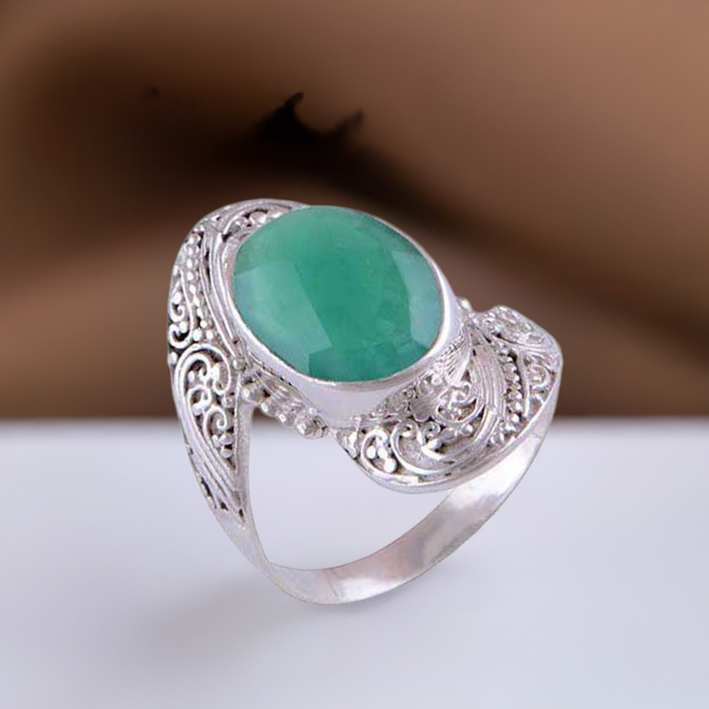 925 Sterling Silver Rings In Semi Precious Green Onyx Gemstone 925SR4115