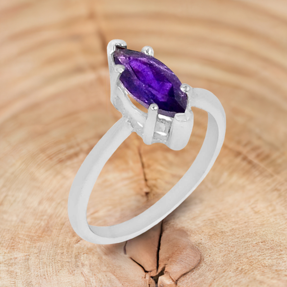 925 Sterling Silver Handmade Rings In Amethyst Gemstone Jewelry 925SR884