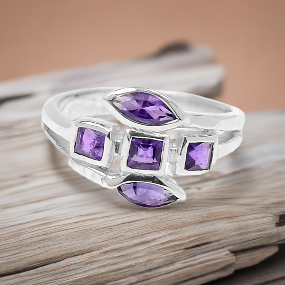 925 Sterling Silver Handmade Rings In Amethyst Gemstone Jewelry 925SR886