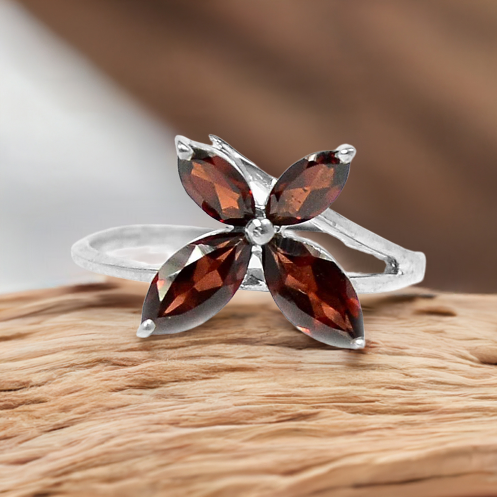 925 Sterling Silver Rings In Garnet Gemstone Jewelry 925SR890