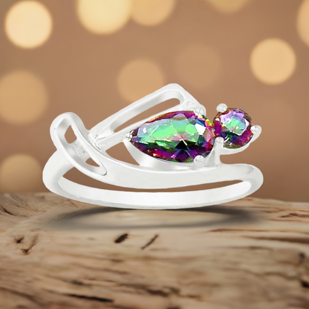925 Sterling Silver Handmade Rings In Mystic Topaz Gemstone Jewelry 925SR894