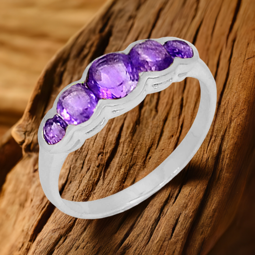 925 Sterling Silver Rings In Amethyst Gemstone Jewelry 925SR902