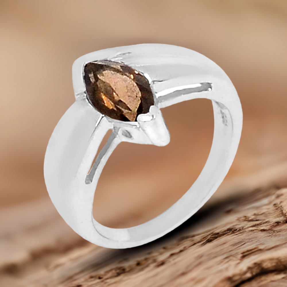 925 Sterling Silver Rings In Smoky Quartz Gemstone Jewelry 925SR903