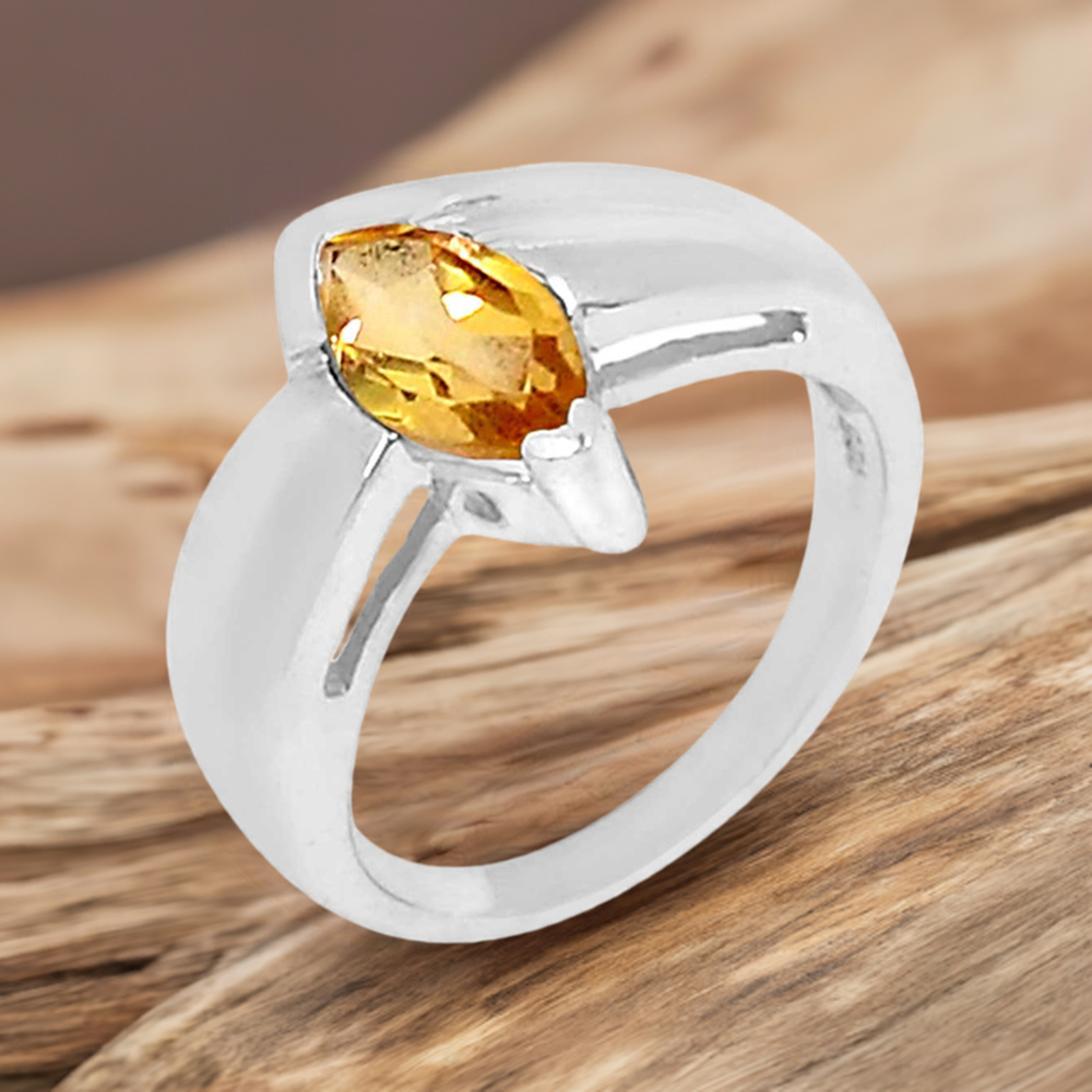 925 Sterling Silver Handmade Rings In Citrine Gemstone Jewelry 925SR908