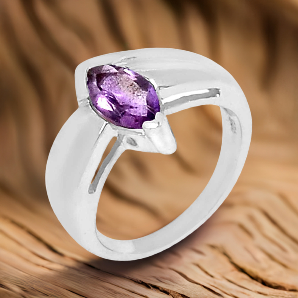 925 Sterling Silver Handmade Rings In Amethyst Gemstone Jewelry 925SR910