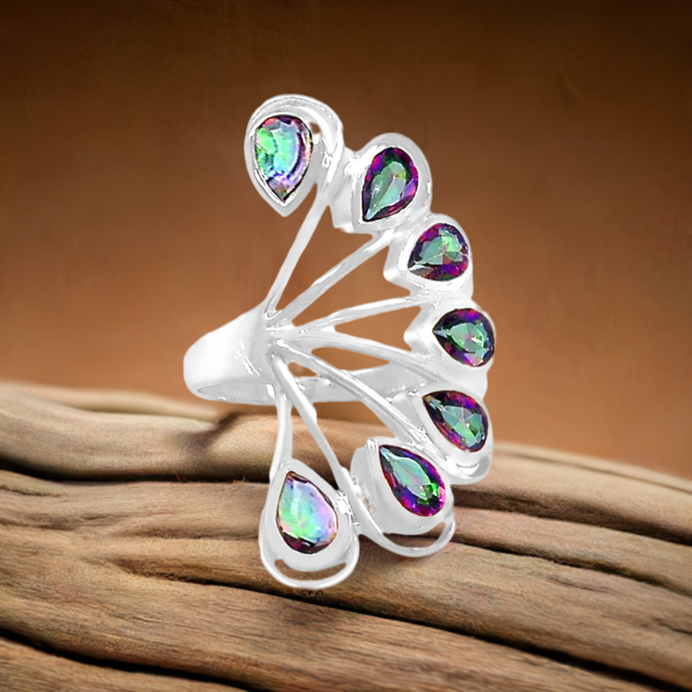 925 Sterling Silver Handmade Rings In Mystic Topaz Gemstone Jewelry 925SR912