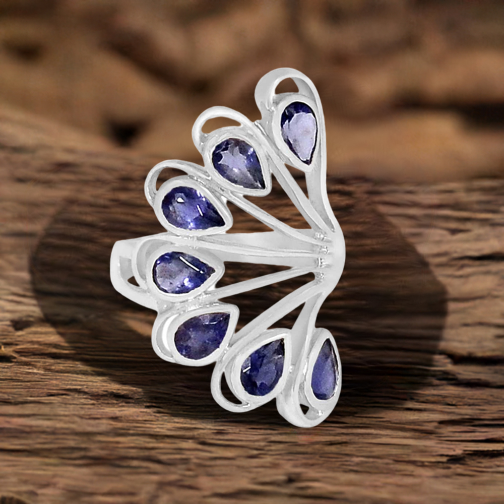 925 Sterling Silver Handmade Rings In Iolite Gemstone Jewelry 925SR913