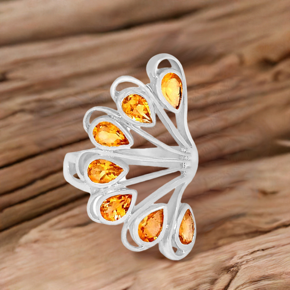 925 Sterling Silver Rings In Natural Citrine Gemstone 925SR914