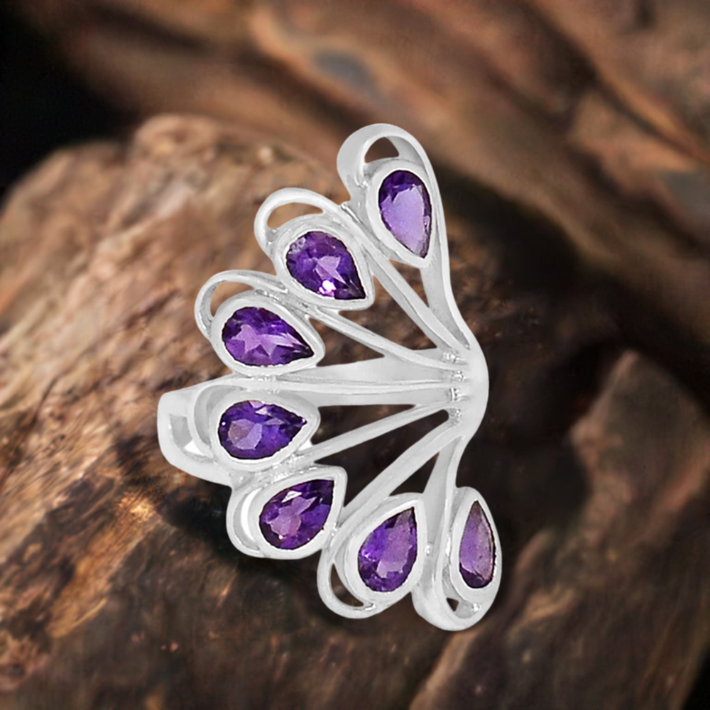 925 Sterling Silver Rings In Genuine Amethyst Gemstone 925SR916
