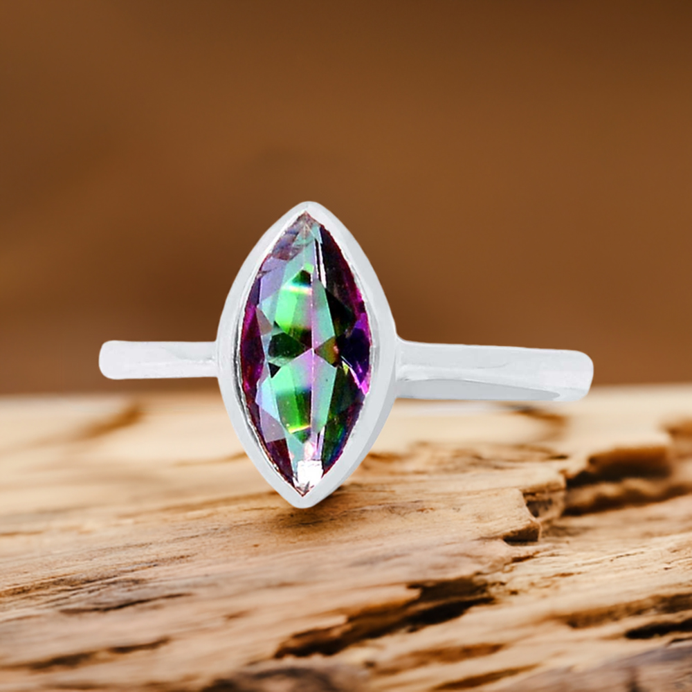Semi Precious Mystic Topaz Gemstone Rings In 925 Sterling Silver 925SR924