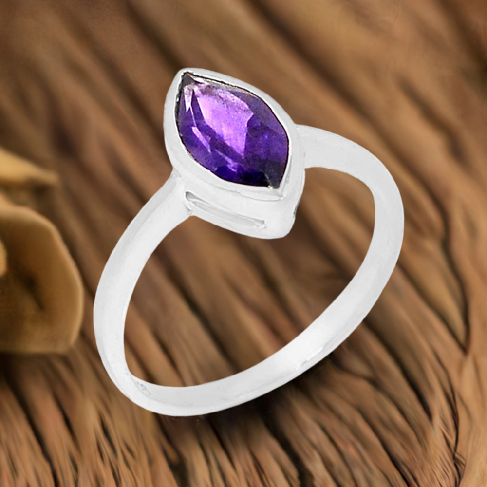 Natural Amethyst Gemstone Rings In Solid 925 Silver 925SR926