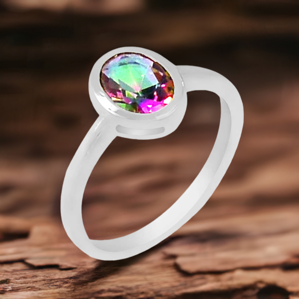 Semi Precious Mystic Topaz Gemstone Rings In Solid 925 Silver 925SR927