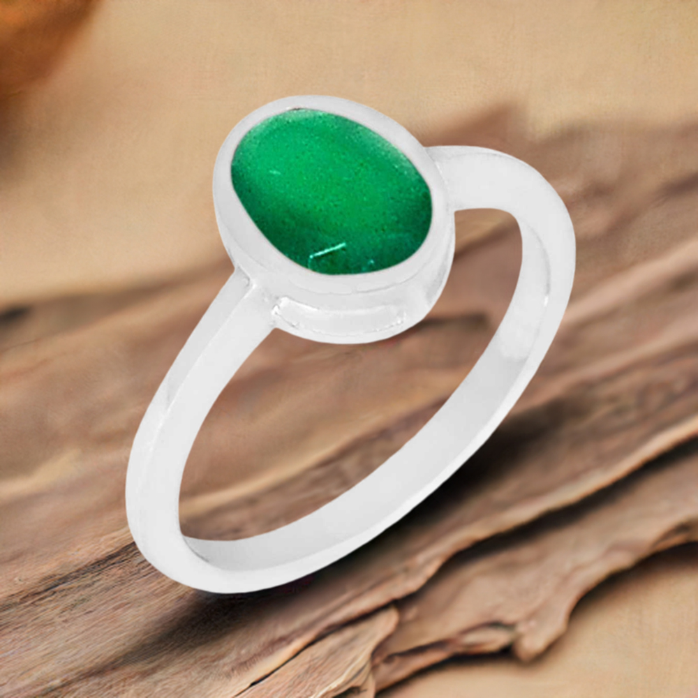 Genuine Green Onyx Gemstone Rings In Solid 925 Silver 925SR928