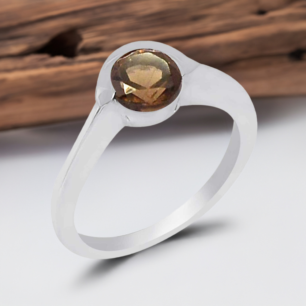 Genuine Smoky Quartz Gemstone Rings In Fine 925 Sterling Silver 925SR931