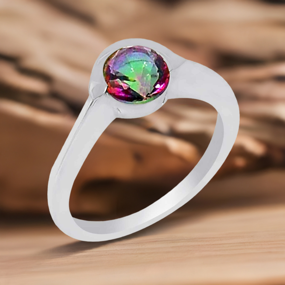925 Sterling Silver Rings In Natural Mystic Topaz Gemstone 925SR932