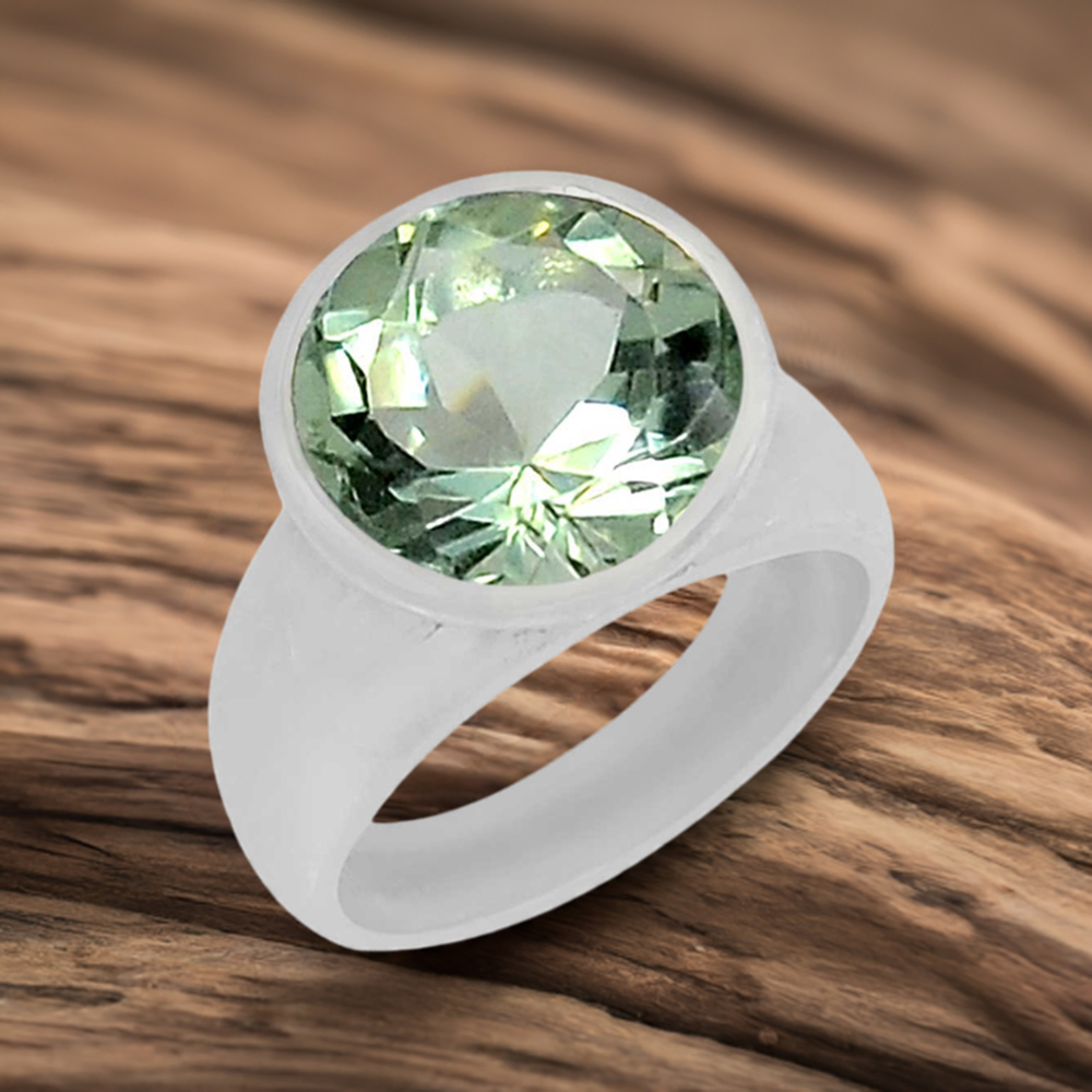 925 Sterling Silver Rings In Semi Precious Green Amethyst Gemstone 925SR942