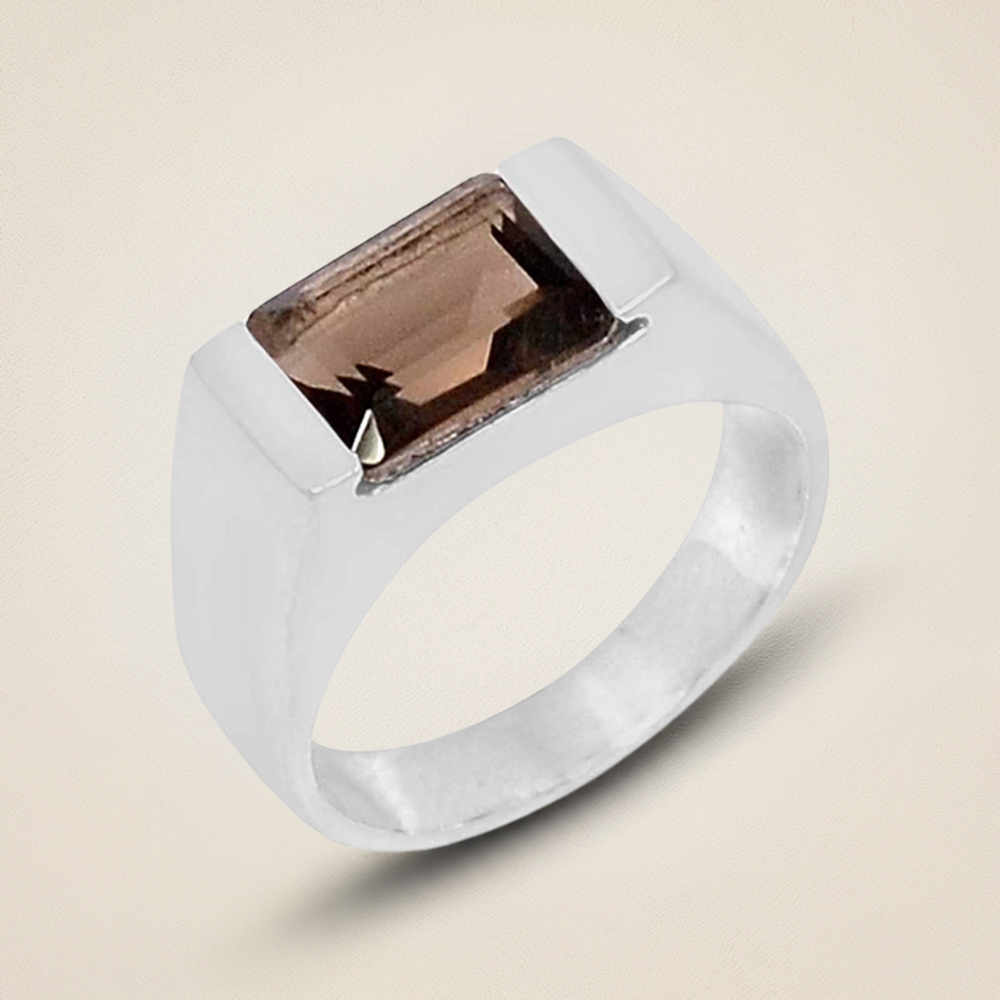 925 Sterling Silver Rings In Natural Smoky Quartz Gemstone 925SR944