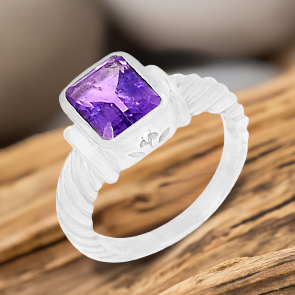 925 Sterling Silver Rings In Genuine Amethyst Gemstone 925SR946